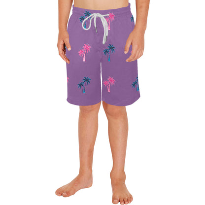 Neon Cotton Candy Pink and Blue Palm Tree Shorts for Boys