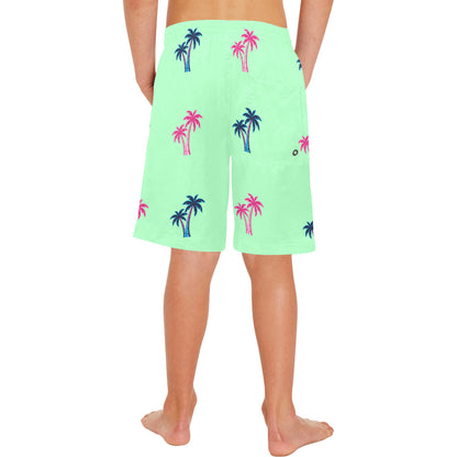 Neon Cotton Candy Pink and Blue Palm Tree Shorts for Boys