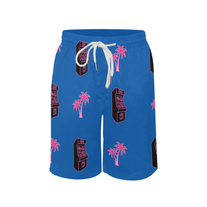 Retro Neon Palm Tree Arcade Shorts for Boys