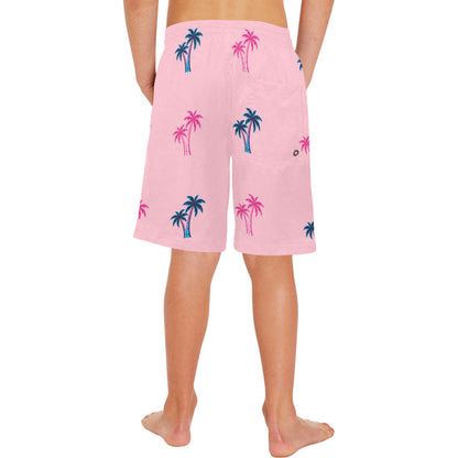 Neon Cotton Candy Pink and Blue Palm Tree Shorts for Boys