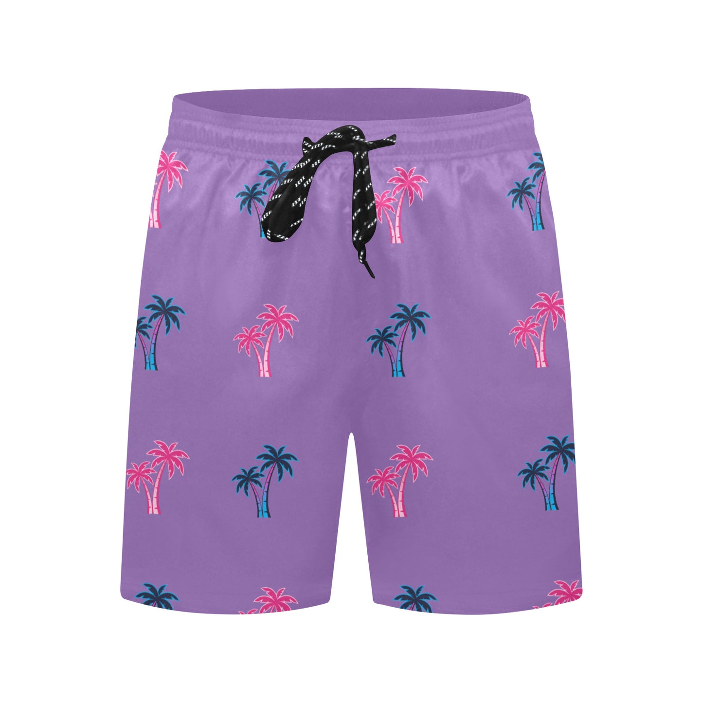 Neon Cotton Candy Pink and Blue Palm Trees Beach Shorts for Men
